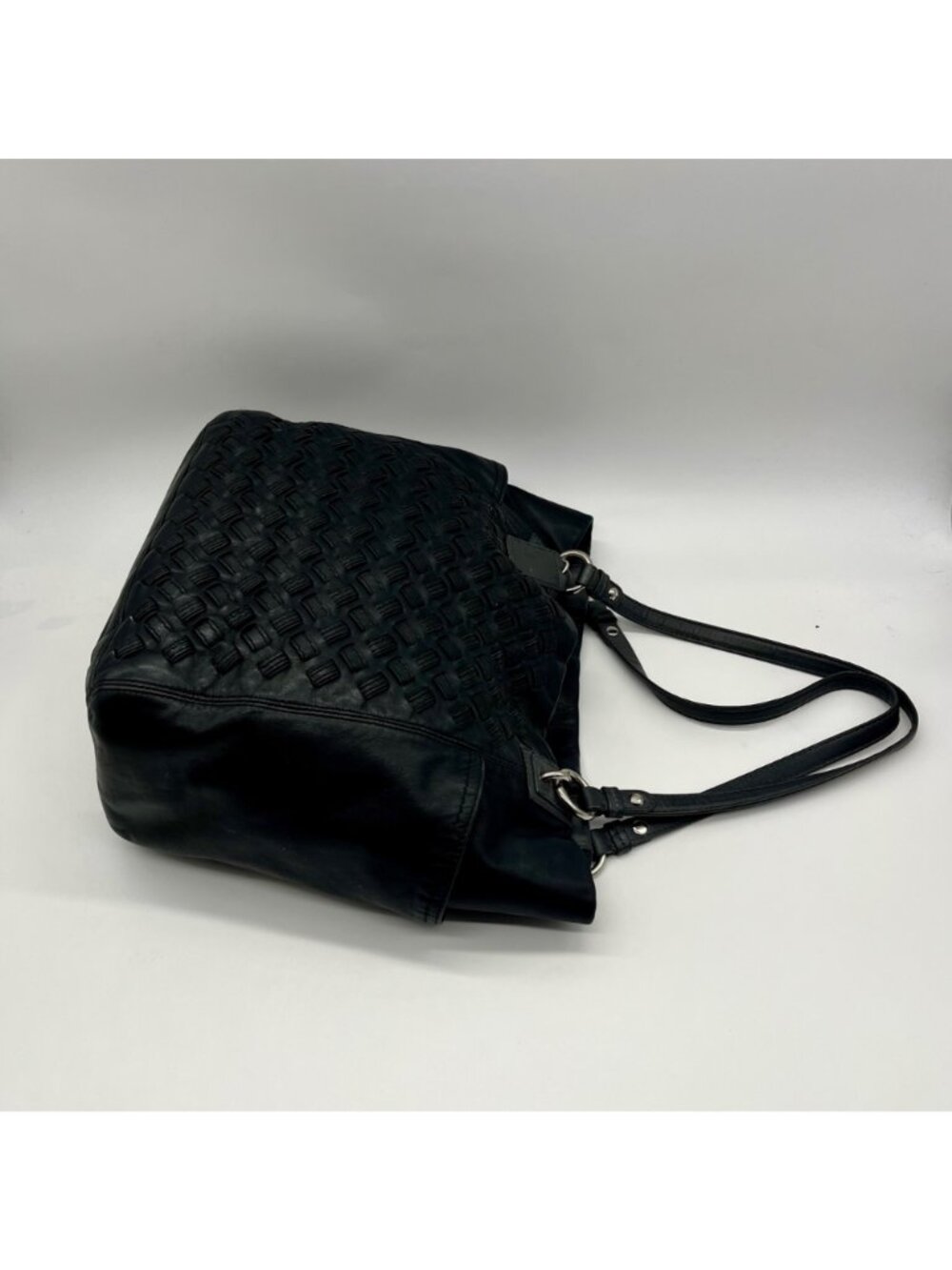 Coach Black Woven Leather Shoulder Bag F17099 - Picture 3 of 11